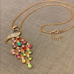 Rainbow peacock necklace